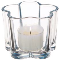 Artikel Fyrfadsstage glas blomst fyrfadslys glas blå Ø7,5cm H6cm 6stk