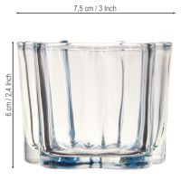 Artikel Fyrfadsstage glas blomst fyrfadsstage glas blå Ø7,5cm H6cm 6 stk