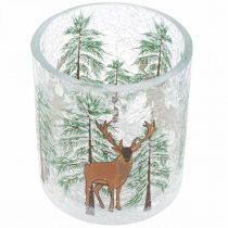 Artikel Fyrfadsstage glas Christmas Crackle fyrfadsglas H10cm
