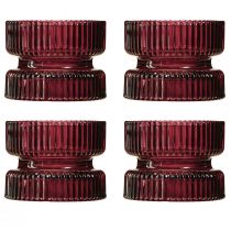 Artikel Fyrfadsstage glas dekorativ ribbet bær Ø9cm H7cm 4 stk