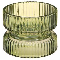 Artikel Fyrfadsstage glas dekorativ ribbet grøn Ø9cm H7cm 4 stk