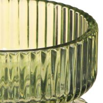 Artikel Fyrfadsstage glas dekorativ ribbet grøn Ø9cm H7cm 4 stk