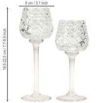 Artikel Fyrfadsstage i glaskegle med base H19,5/22,5 cm sæt med 2