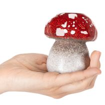 Artikel Dekorativ svampe, fluesvamp, fyrfadsstage som borddekoration, 9 cm
