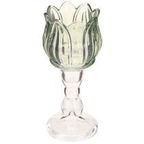 Artikel Fyrfadsstage tulipanglas fyrfadslysglas grøn Ø7cm H16cm 2stk