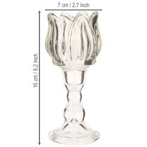 Artikel Fyrfadsstage tulipan fyrfadsglas med fod klar Ø7cm H16cm 2stk