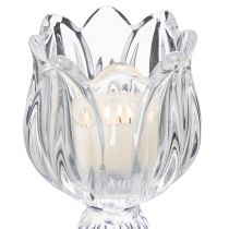 Artikel Glaslysestager med blomstermønster til elegant borddekoration, 14 cm, 2 stk.