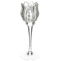 Artikel Glasblomstlysholder til elegant borddekoration, begivenheder og bryllupper, 22 cm