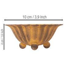 Artikel Vintage fyrfadsstage, lille skål, rustfarvet metal, Ø10 cm, H4,5 cm