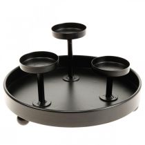 Fyrfadslysholder orkanglas metal sort Ø19cm H18cm