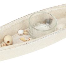 Artikel Fyrfadsstage maritim fyrfadsbåd træ assorteret 31×6,5cm 2stk