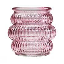 Artikel Fyrfadsstage glas dekoration lilla pink Ø7,5cm H7,5cm 2stk