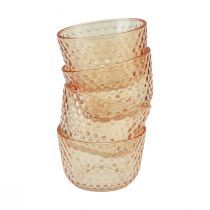 Artikel Fyrfadsstage glaslanterne retro orange Ø8cm H5cm 4stk