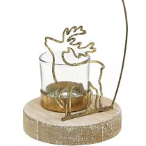 Artikel Fyrfadsholder rensdyr og julestjernemetal Ø10cm H24cm