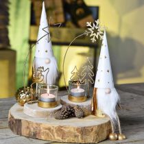 Artikel Nisse juledekorationsfigur hvid, guld Ø6,5cm H22cm 2 stk