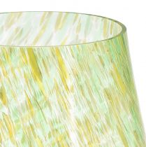Artikel Fyrfadsstage lanterne glas gul grøn Ø12cm H14,5cm