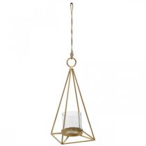 Lanterne hængende guld lysestage til ophæng 15×15×38cm