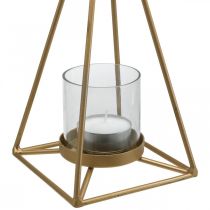 Lanterne hængende guld lysestage til ophæng 15×15×38cm