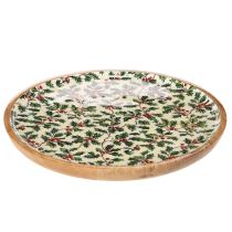 Artikel Juledekorationstallerken med kristtornmotiv, 25 cm