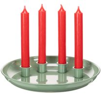 Artikel Lysfad adventskrans grøn med fire lysestager 24 cm