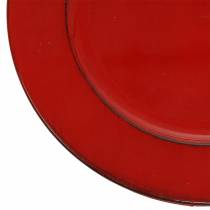 Dekorativ plade rød / sort Ø22cm