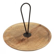 Dekorativ træbakke dekorativ træplade med håndtag Ø30cm H24cm