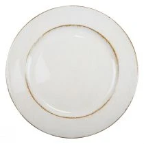 Artikel Dekorativ tallerken rund plast retro hvid brun glans Ø30cm