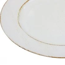 Artikel Dekorativ tallerken rund plast retro hvid brun glans Ø30cm