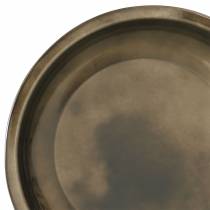 Dekorativ plade af metalbronze med glasureffekt Ø23,5cm