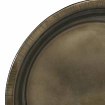 Dekorativ plade af metal bronze med glasur effekt Ø30cm