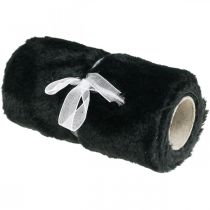 Bordløber imiteret pels sort, bordbånd dekorativ pels 15×200cm