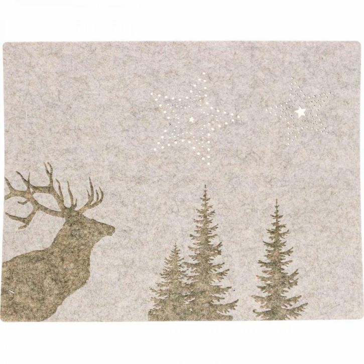Artikel Dækkeserviet julebordsdekoration brun filt 45×35cm 4stk