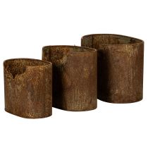 Artikel Plantepotte hjort metal oval rustik sæt med 3 24cm