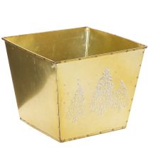 Artikel Metalplantekasse med glitrende grantræsmotiv, 18 cm