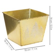 Artikel Metalplantekasse med glitrende grantræsmotiv, 18 cm