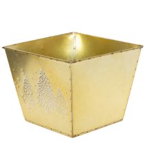 Artikel Metalplantekasse med glitrende grantræsmotiv, 18 cm