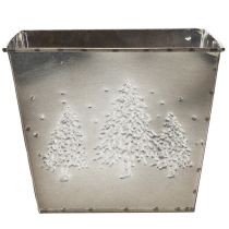 Artikel Firkantet metalplantekasse med grantræmotiv, 18 cm
