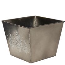 Artikel Firkantet metalplantekasse med grantræmotiv, 18 cm