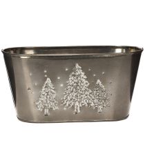 Artikel Oval plantekasse med præget grantræsdesign, 25 cm