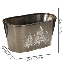 Artikel Oval plantekasse med præget grantræsdesign, 25 cm