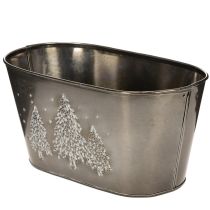 Artikel Oval plantekasse med præget grantræsdesign, 25 cm