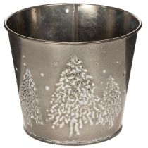 Artikel Metalplantekasse med glimmergrantræer, 13 cm