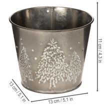 Artikel Metalplantekasse med glimmergrantræer, 13 cm