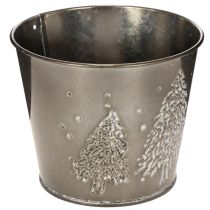 Artikel Metalplantekasse med glimmergrantræer, 13 cm