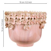 Artikel Urtepotte Keramik Pink – Elegant plantepotte med blomsterdekoration Ø16cm