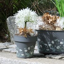Artikel Urtepotte med fint vildblomstdesign, praktisk brug på altan eller terrasse, 15 cm, 3 stk.