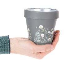 Artikel Urtepotte med margueritmotiv til stilfuld indretning, 11 cm, 4 stk.