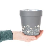 Artikel Urtepotte med blomstermønster til moderne hjem og sommerdekoration på balkonen, 13 cm, 4 stk.