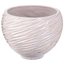 Artikel Keramisk planteskål Creme-Pink – Moderne dekorativ plantekasse med rillemønster Ø15cm 2 stk.