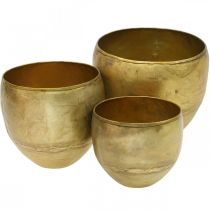 Dekorative vaser metalvaser i messinglook Ø17,5/15/13 cm sæt med 3 stk.